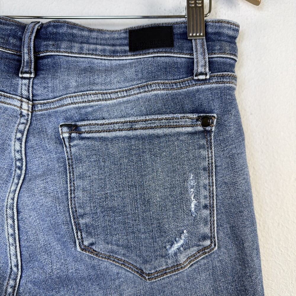 Judy Blue Jeans Women 9 29 Blue High Waist wide leg Distressed Button Fly - Picture 9 of 16